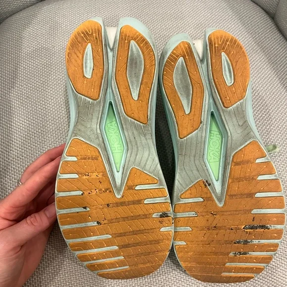 Hoka Women's Mach X Mint and Orange Running Shoes - Picture 8 of 9